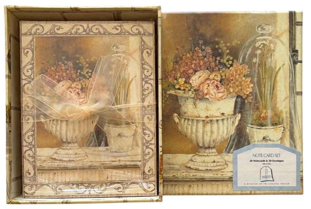Tri-Coastal Design By Art in Motion Notecard Set 20 Cards & Envelopes Floral - Picture 1 of 4